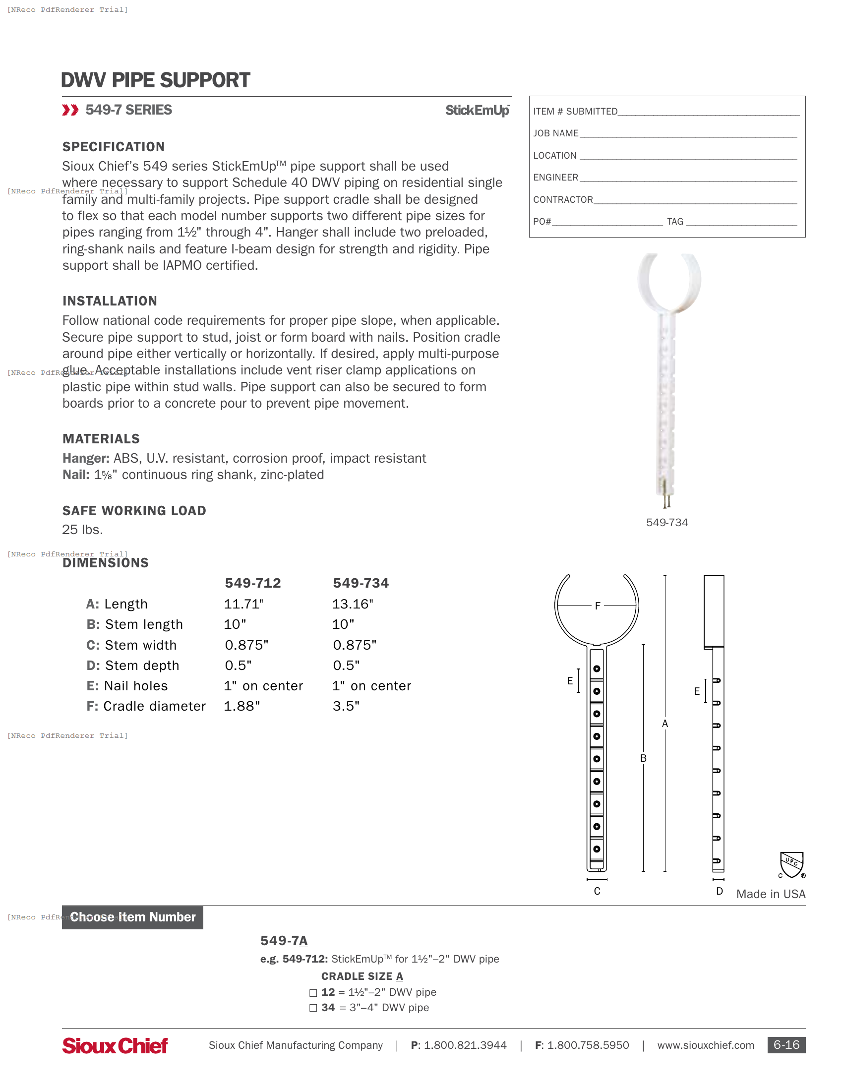 549 SERIES - STICKEMUP - SPEC SHEET.PDF Specification Document